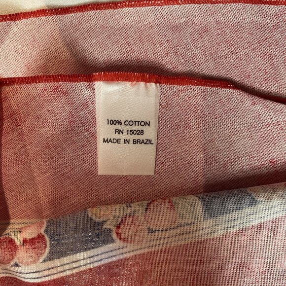 Vtg Bardwil Round Tablecloth & Napkin Set Fruit Strawberries Cherries Cotton NEW - Picture 6 of 14